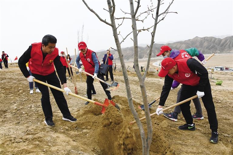 甘肅省委組織部在新區(qū)開(kāi)展義務(wù)植樹(shù)暨文明創(chuàng)建主題黨日活動(dòng)