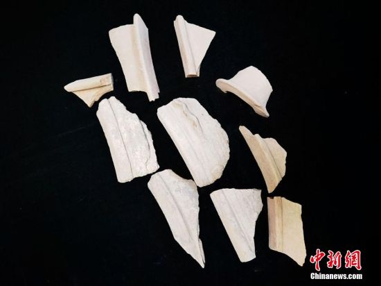 圖為靜寧縣賈河鄉(xiāng)竇坪村出土的彩陶片、紅陶片。 夏劍鋒 攝