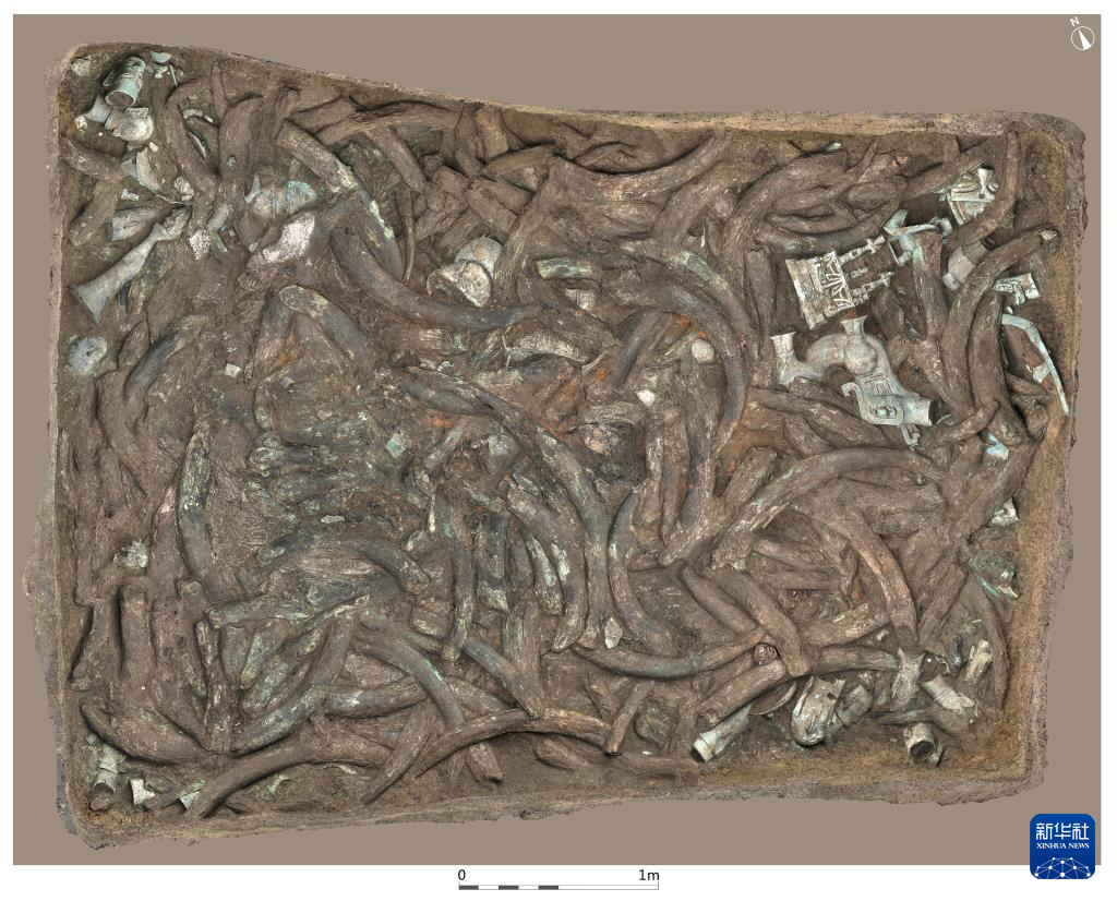 四川廣漢市三星堆商代遺址八號坑（資料圖）。