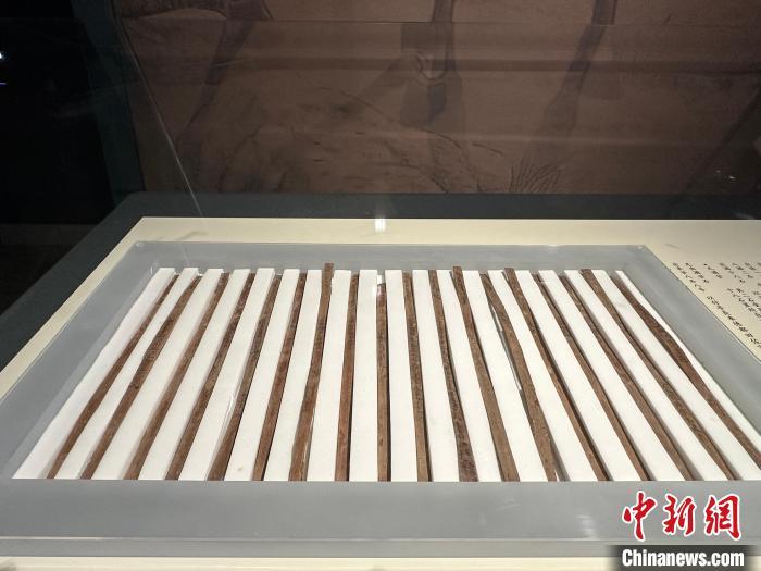 圖為甘肅簡(jiǎn)牘博物館展陳的漢簡(jiǎn)。中新社記者 戴文昌 攝