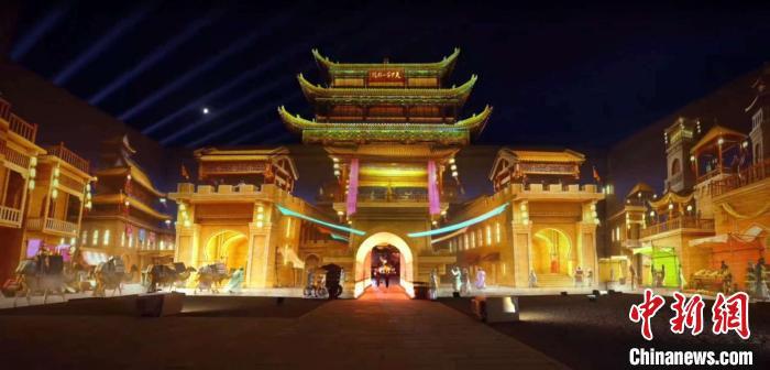 2024年7月15日，甘肅嘉峪關(guān)開啟“夜游”模式。圖為夜游燈光劇《天下嘉峪關(guān)》光影效果。(甘肅嘉峪關(guān)關(guān)城景區(qū)供圖)