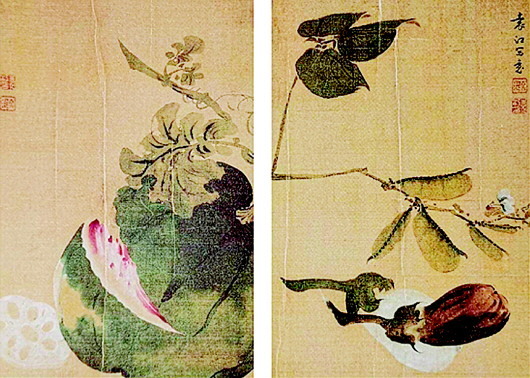 清·袁江 《寫(xiě)生蔬果圖》