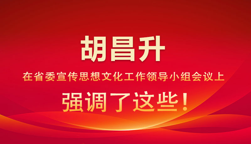 圖解|胡昌升在省委宣傳思想文化工作領(lǐng)導(dǎo)小組會議上強(qiáng)調(diào)了這些！